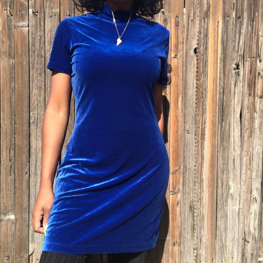 Feeling Blue Velvet Dress